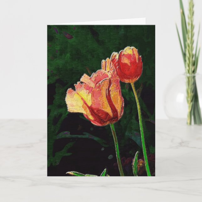 Two Red Parrots Card (Front)