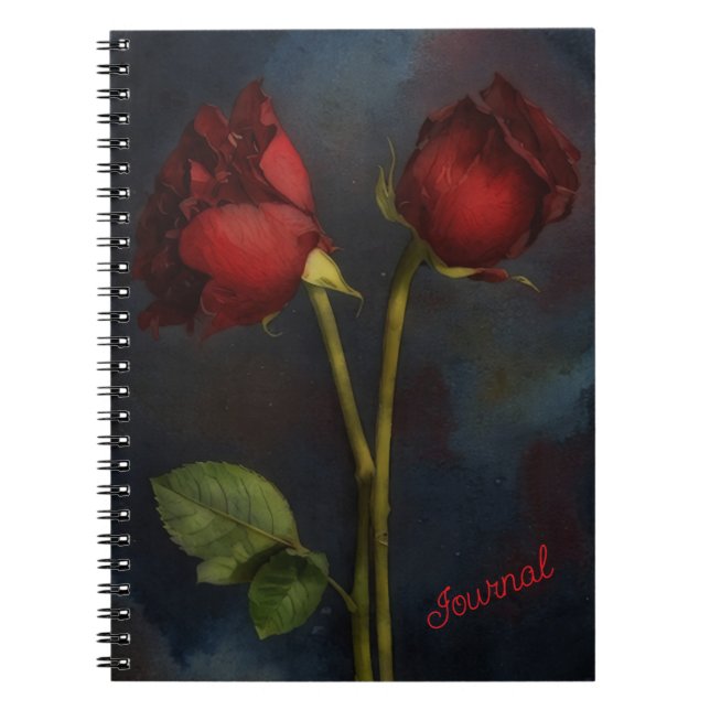 Two Red Roses Art Gothic Style Journal Spiral (Front)
