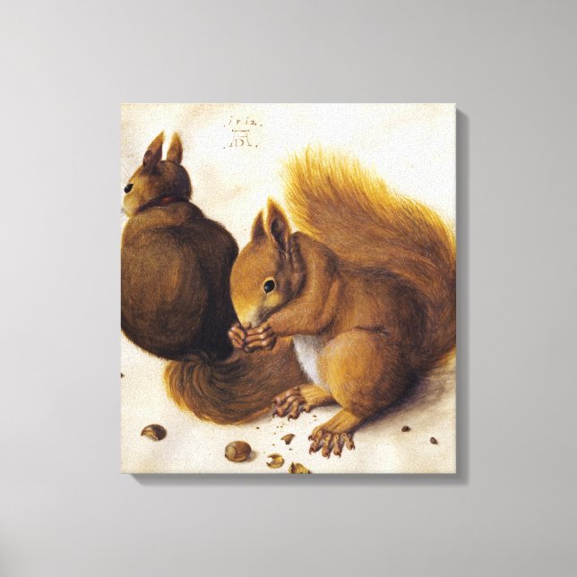 Two Red Squirrels (by Albrecht Dürer) Canvas Print (Front)
