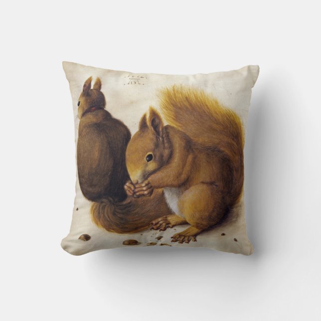 Two Red Squirrels (by Albrecht Dürer) Cushion (Front)