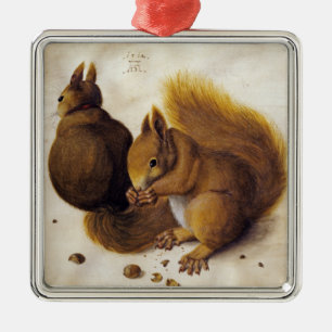 Two Red Squirrels (by Albrecht Dürer) Metal Tree Decoration