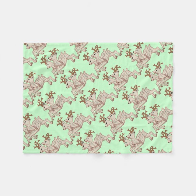 Two Reindeer Fleece Blanket (Front (Horizontal))