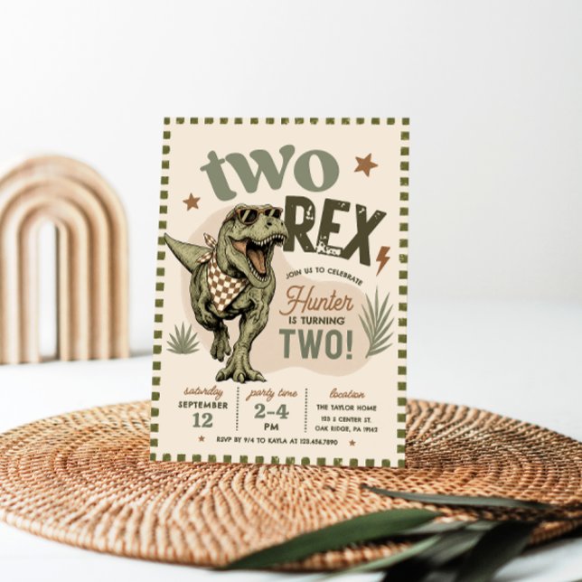 Two Rex 2nd Birthday Invitation (Creator Uploaded)
