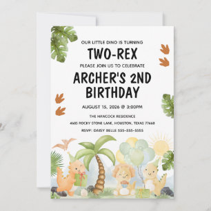 Two-Rex Dinosaur Birthday Invitation