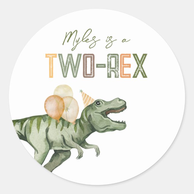 Two-Rex Party Stickers  (Front)