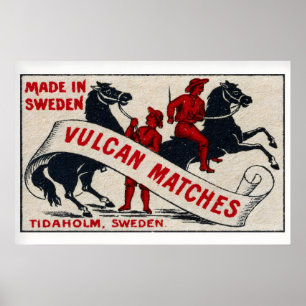 Two Riders Sweden 1920s-30s Matchbox Label Poster
