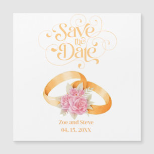 Two Rings Save the Date Magnet Wedding Invitation 