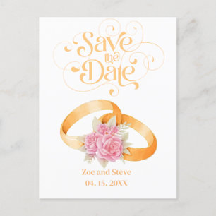 Two Rings Save the Date Wedding Invitation  Postcard