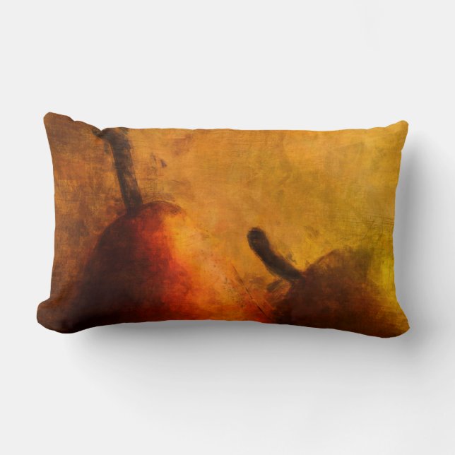 Two Ripe Pears Old World Art Style Lumbar Cushion (Front)
