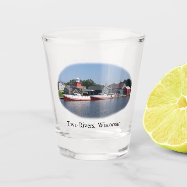 Two Rivers, Wisconsin shot glass (Front)