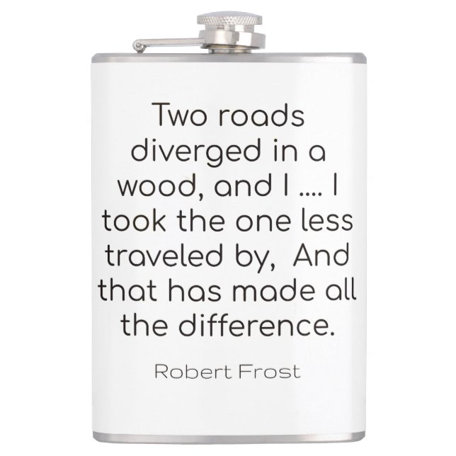 Two roads diverged in a wood hip flask (Front)