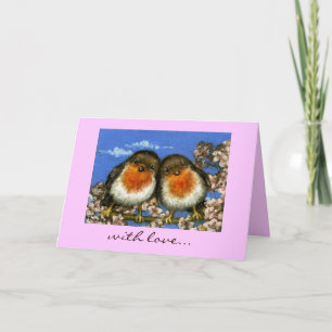 two robins love card