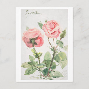 Two Roses (1884–1904) watercolor art Postcard