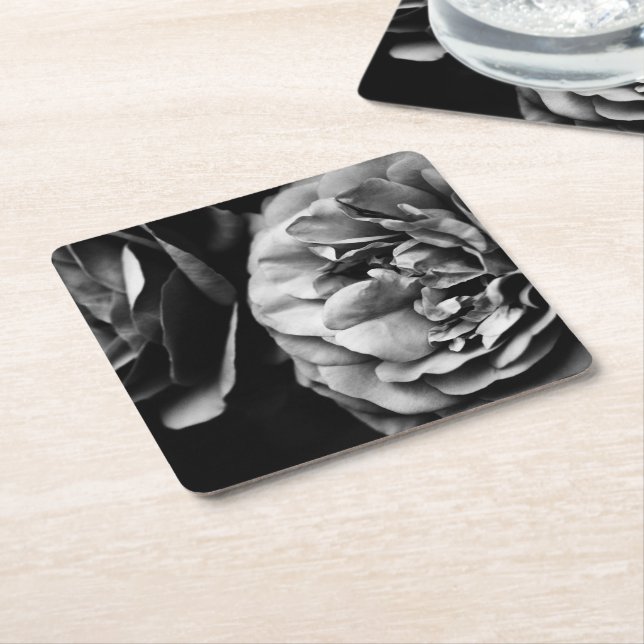 two roses square paper coaster (Angled)