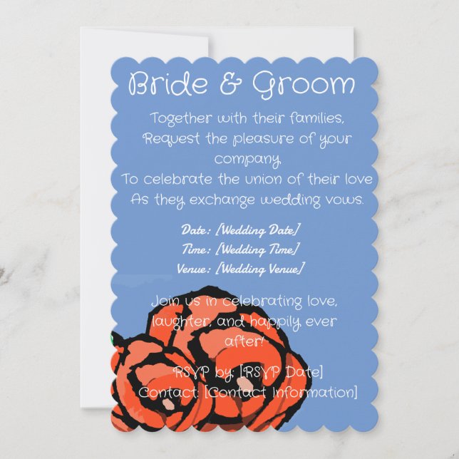Two Roses Wedding Invitation (Front)