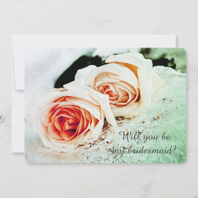 two roses - Will you be my bridesmaid Invitation (Front)