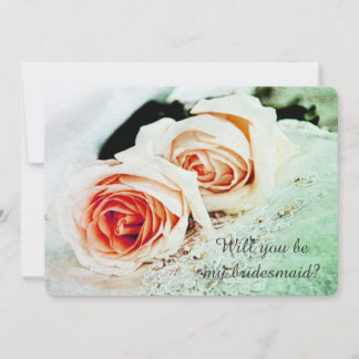 two roses - Will you be my bridesmaid Invitation