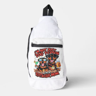 Two Rottweiler Dogs Sitting Together Sling Bag