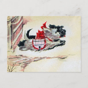 Two Running Scotties Postcard