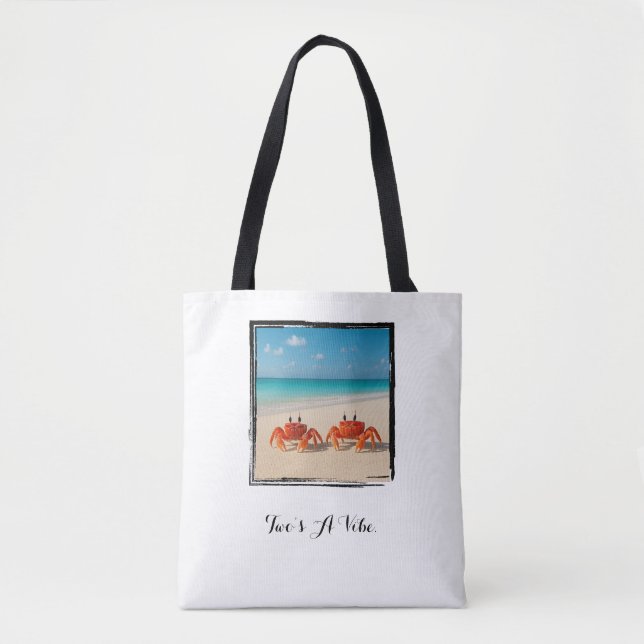 Two’s A Vibe – Minimalist Crab Tote Bag (Front)