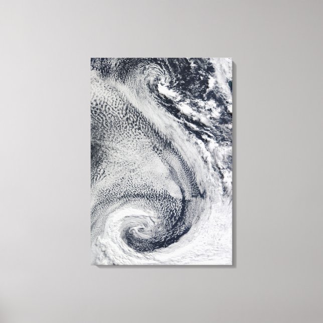 Two S-Shaped Polar Hurricanes Canvas Print (Front)