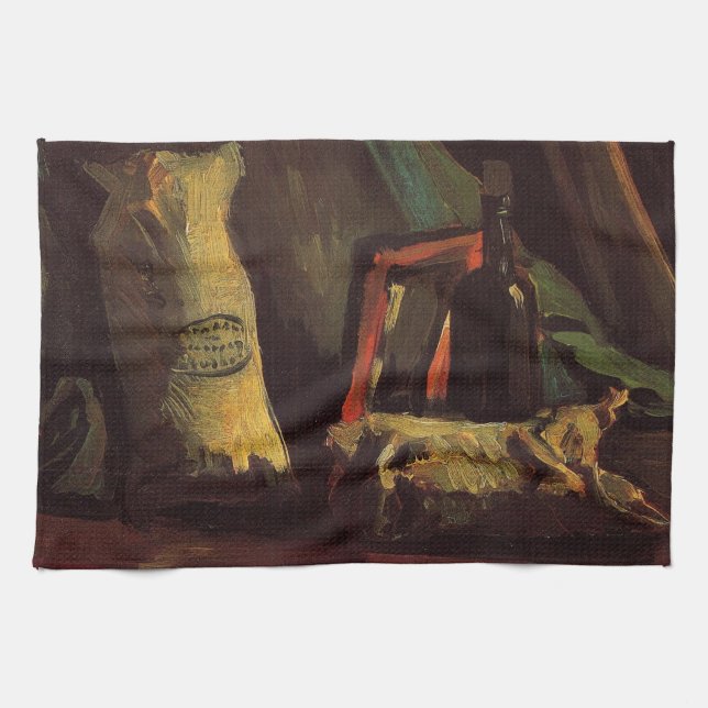 Two Sacks and a Bottle by Vincent van Gogh Tea Towel (Horizontal)
