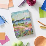 Two Sailboats and Cottage iPad Pro Cover<br><div class="desc">Two Sailboats and Cottage I by Karen Fields. Bright,  fun scene with flowers,  trees,  a cottage,  and sailboats out on the water.</div>