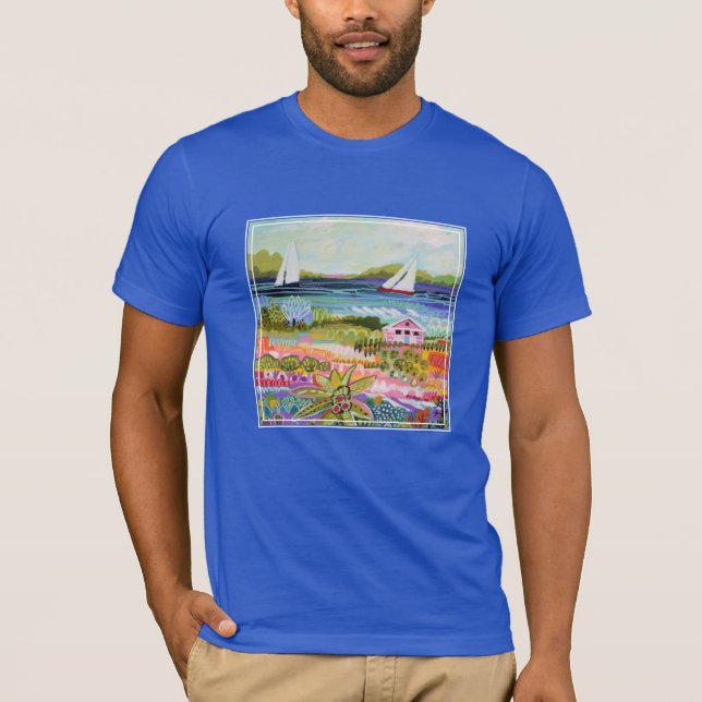 Two Sailboats and Cottage T-Shirt (Front)