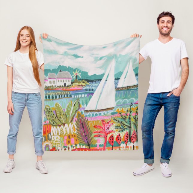 Two Sailboats Fleece Blanket (In Situ)