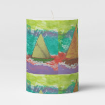 Two Sailboats Pillar Candle