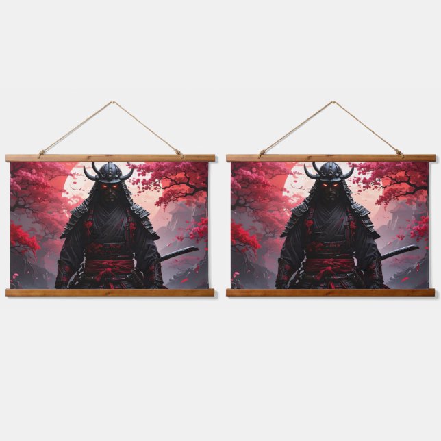 Two same samurai hanging tapestry (Double)