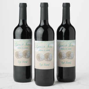 Two Sand Dollars Custom Wedding Wine Label