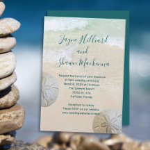 Two Sand Dollars Wedding Ceremony Invitation