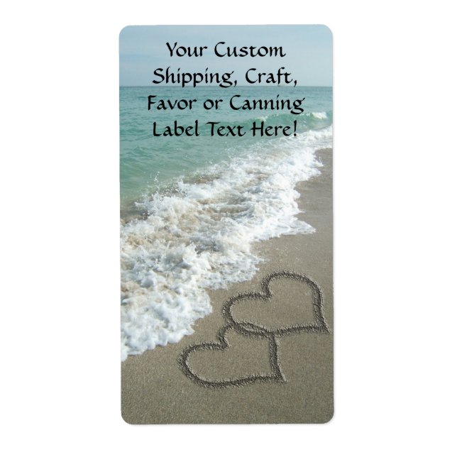 Two Sand Hearts on the Beach, Romantic Ocean (Front)