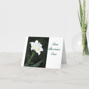 TWO SATINY INTERTWINED TULIPS/WEDDING CONGRATS. CARD