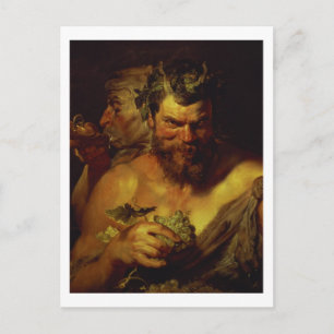 Two Satyrs (oil on panel) Postcard