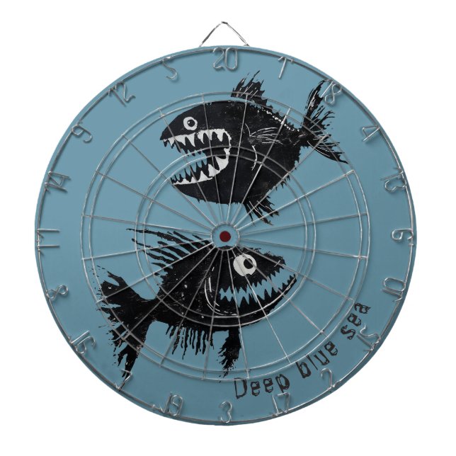 Two scary fish, personalized dartboard (Front)