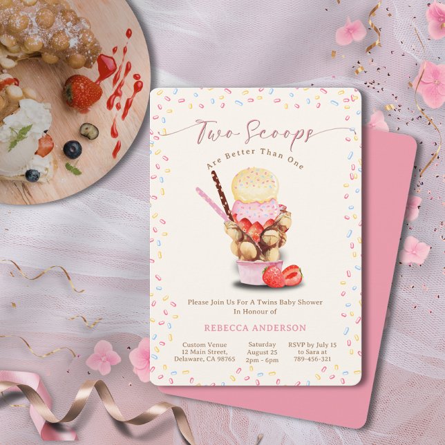 Two Scoops Are Better Than One Twins Baby Shower Invitation (Two Scoops Are Better Than One Twins Baby Shower Invitation)