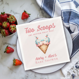 Two Scoops Ice Cream Twins Baby Shower Napkin