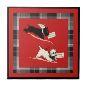 Two Scottie Dog Sm. (4.25" x 4.25") Ceramic Tile