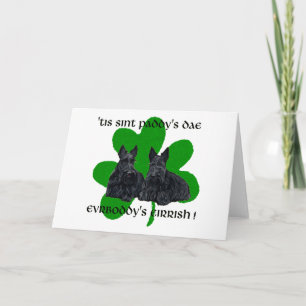 Two Scotties on St. Paddy's Day Card