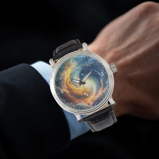 Two sea monsters chase each other above a dark watch