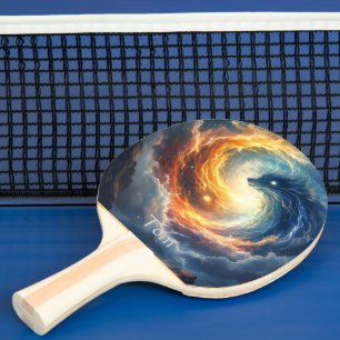 Two sea monsters chase each other, fantasy  ping pong paddle