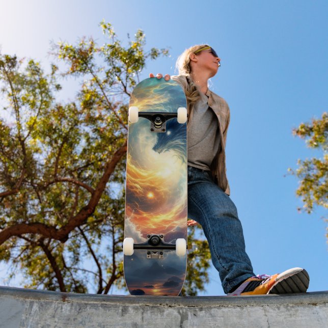 Two sea monsters chase each other, fantasy  skateboard (Outdoor 1)