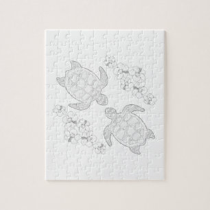 Two Sea Turtles Adult Colouring Puzzle