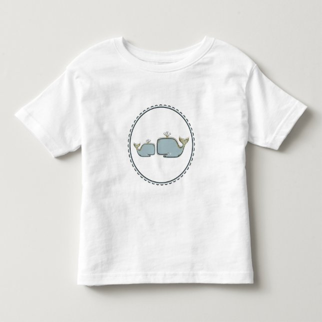 Two Sea Whales Blue & Gold Boutique 1st Birthday Toddler T-Shirt (Front)