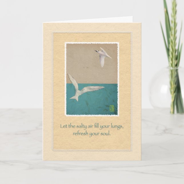 Two Seagulls Paper Art Inspirational Card (Front)