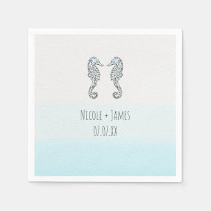 Two Seahorses Elegant Beach Wedding Napkin