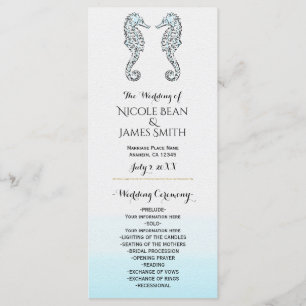 Two Seahorses Elegant Beach Wedding Program Rack Programme