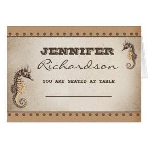 two seahorses nautical wedding place cards